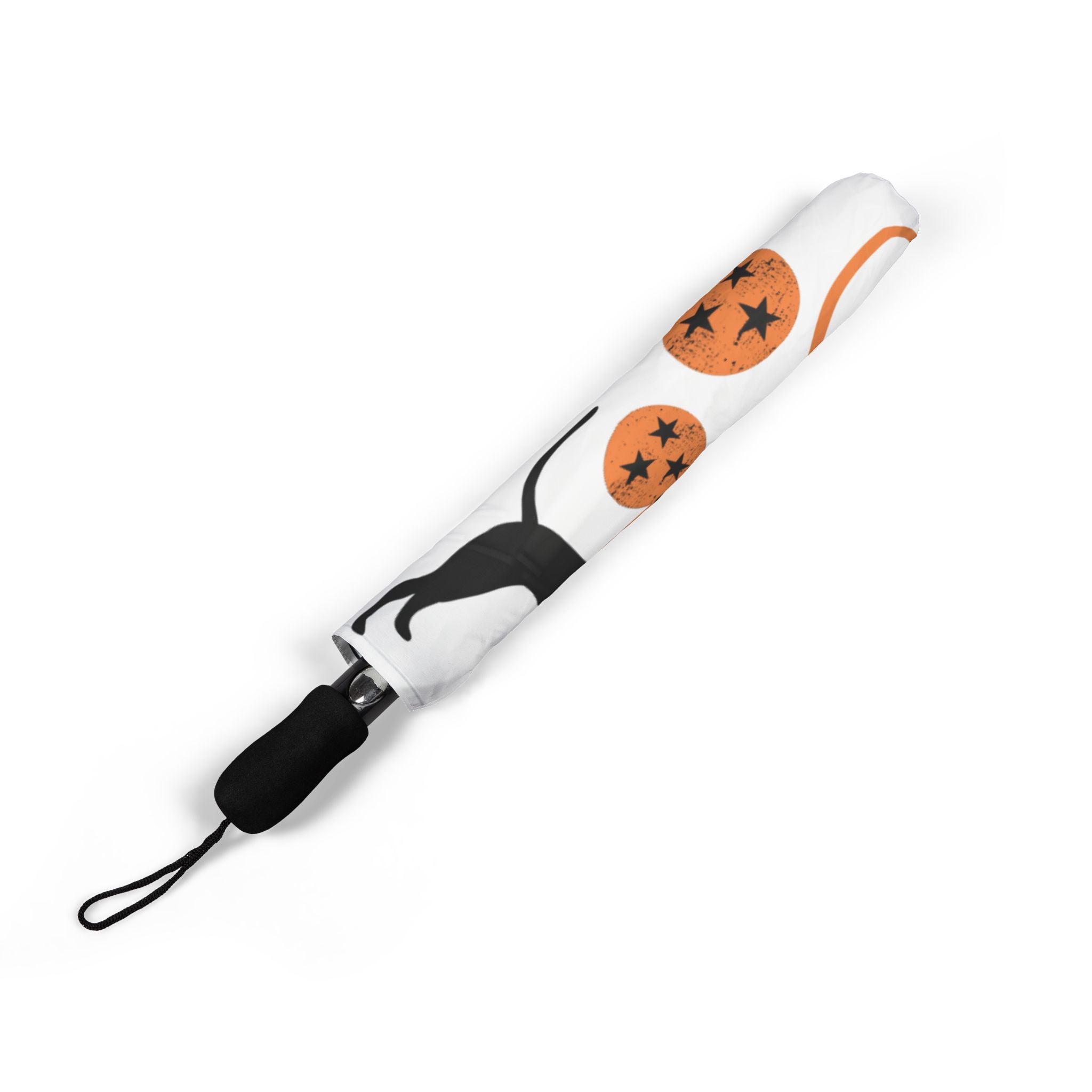 TN Vol lover Foldable Umbrella — Orange Black Pattern, Semi-Automatic Travel Umbrella