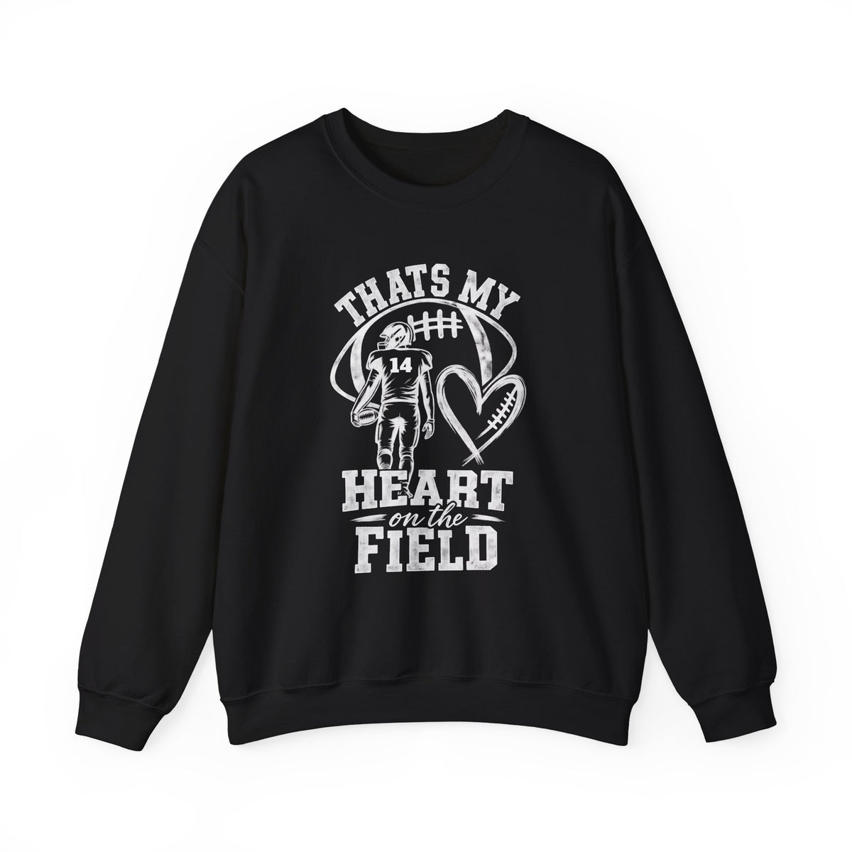Personlizable Football Crewneck Sweatshirt - "That’s My Heart on the Field" Design