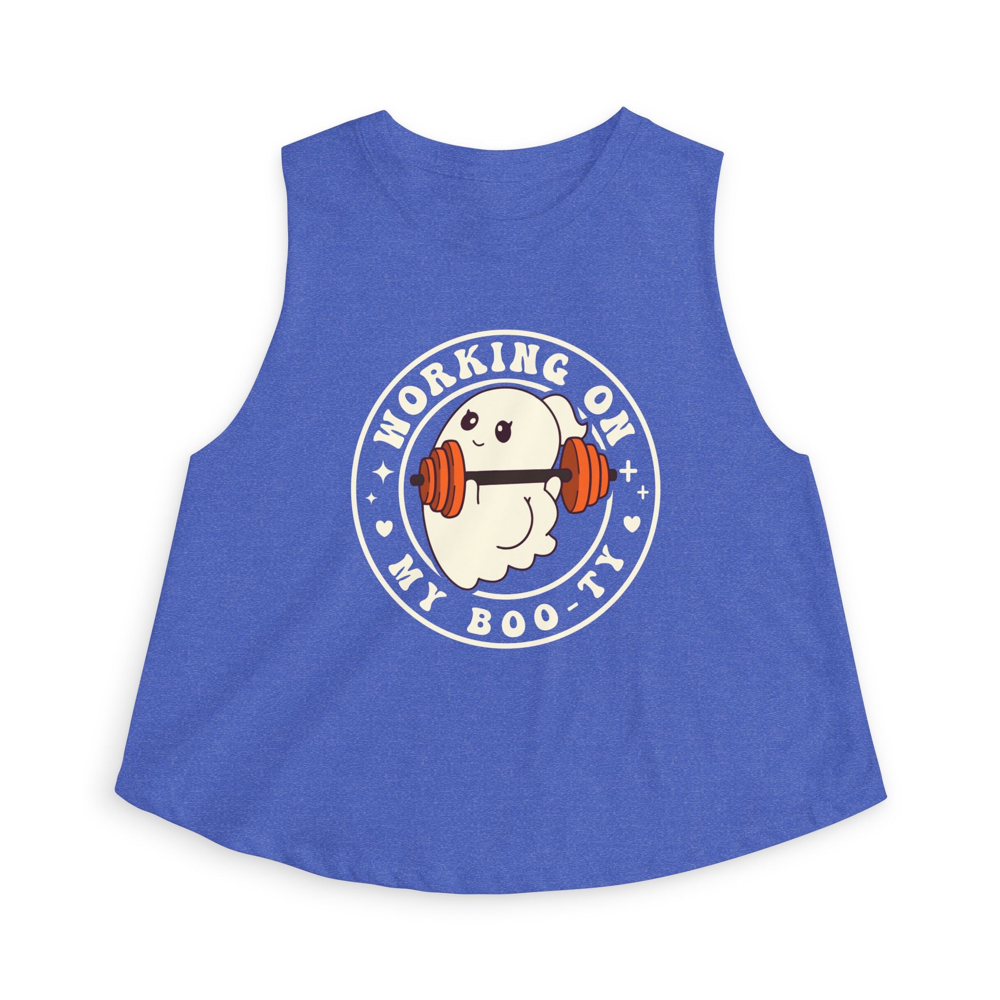 Crop Top — "Working On My Booty" Cute Ghost Weightlifting Fitness Tank