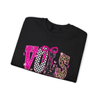 Crewneck Sweatshirt - VOLS Cheer For A Cure Pink Ribbon Leopard & Glitter Design