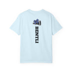 Mom Cheer support T-Shirt — "MOM" with Blue bow & Personalized Back Print