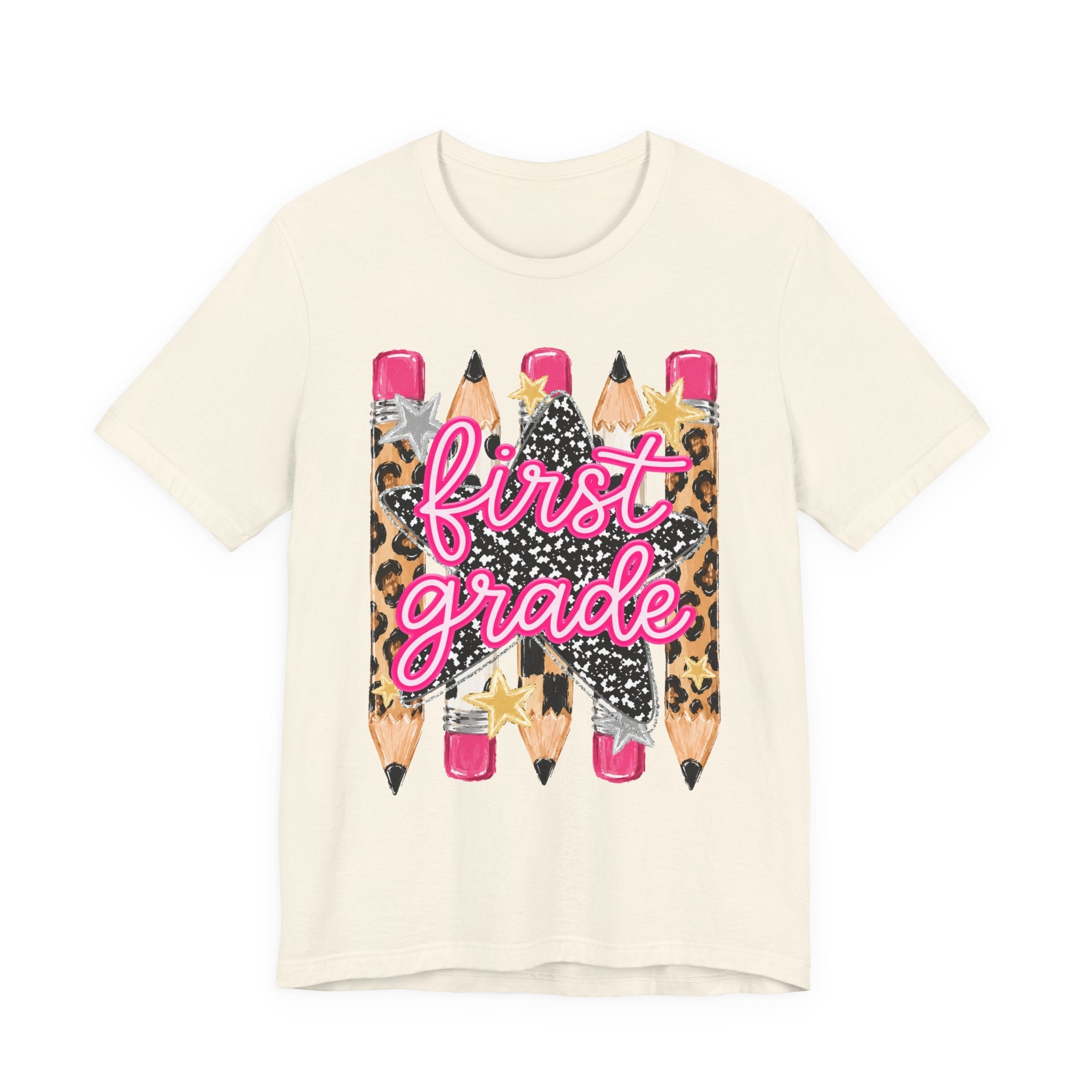 First Grade Pencils Leopard Print Kids Tee