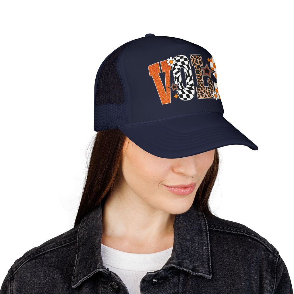 VOLS Foam Trucker Hat — Checker, Leopard & Retro Orange Design