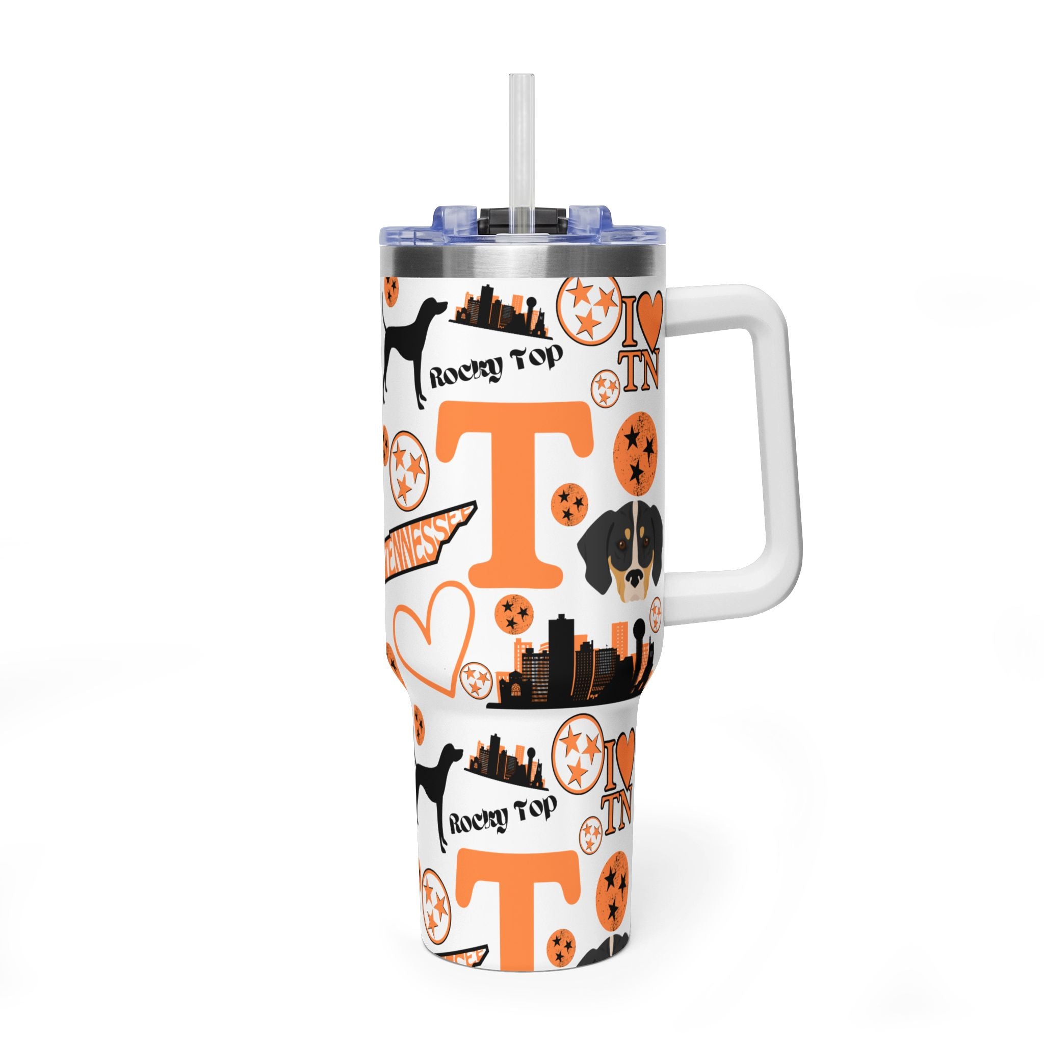 Tennessee Vols Collage 40oz Tumbler | Dog, Heart, City Icons TN fan cup