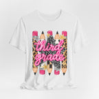 Third Grade Pencils T‑Shirt — Leopard & Glitter Back-to-School Tee