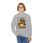 Youth Crewneck Sweatshirt — Cheerful Mascot ‘Go Vols’ Leopard Print Kids Pullover