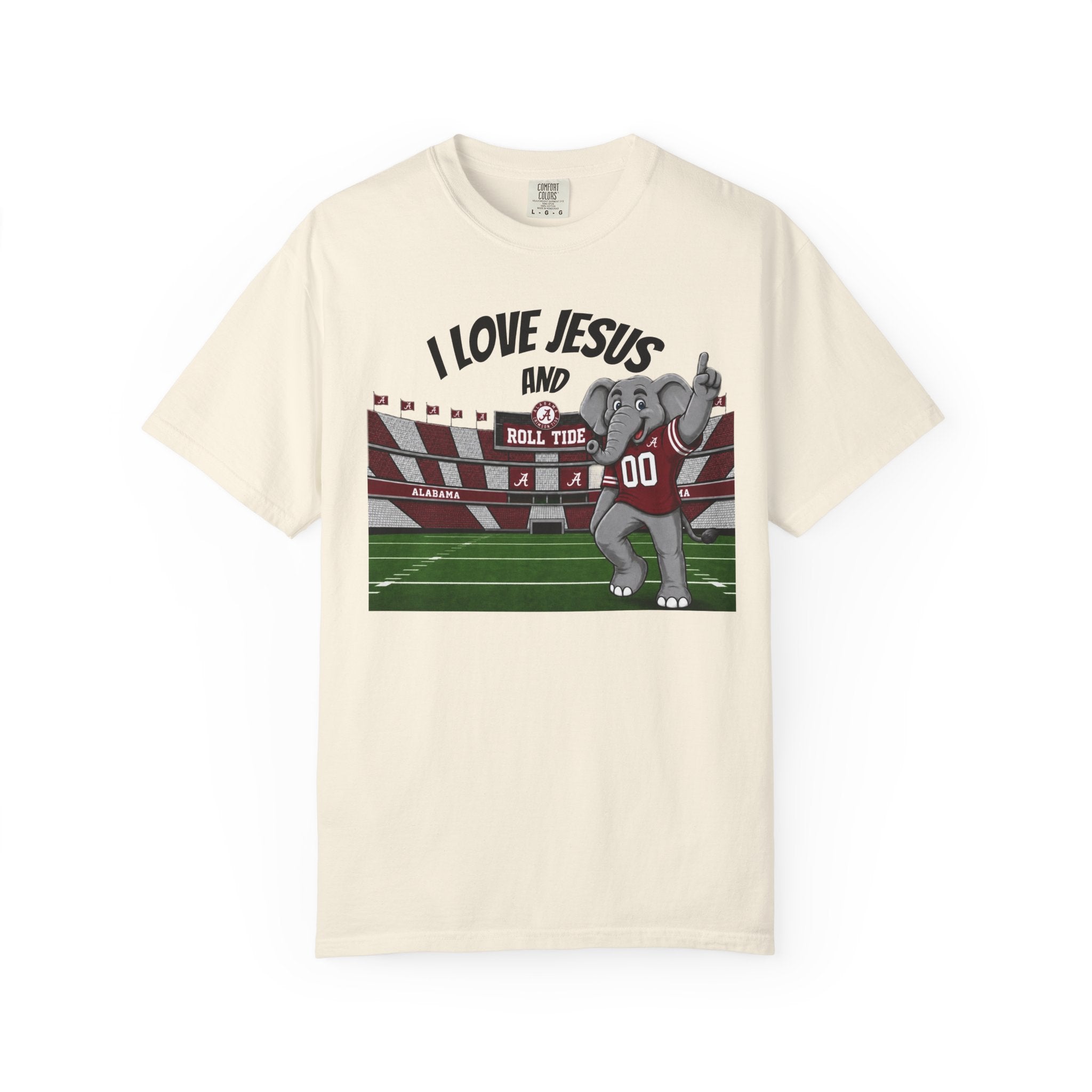 I Love Jesus and Roll Tide T-Shirt — Alabama Football Elephant Graphic Tee
