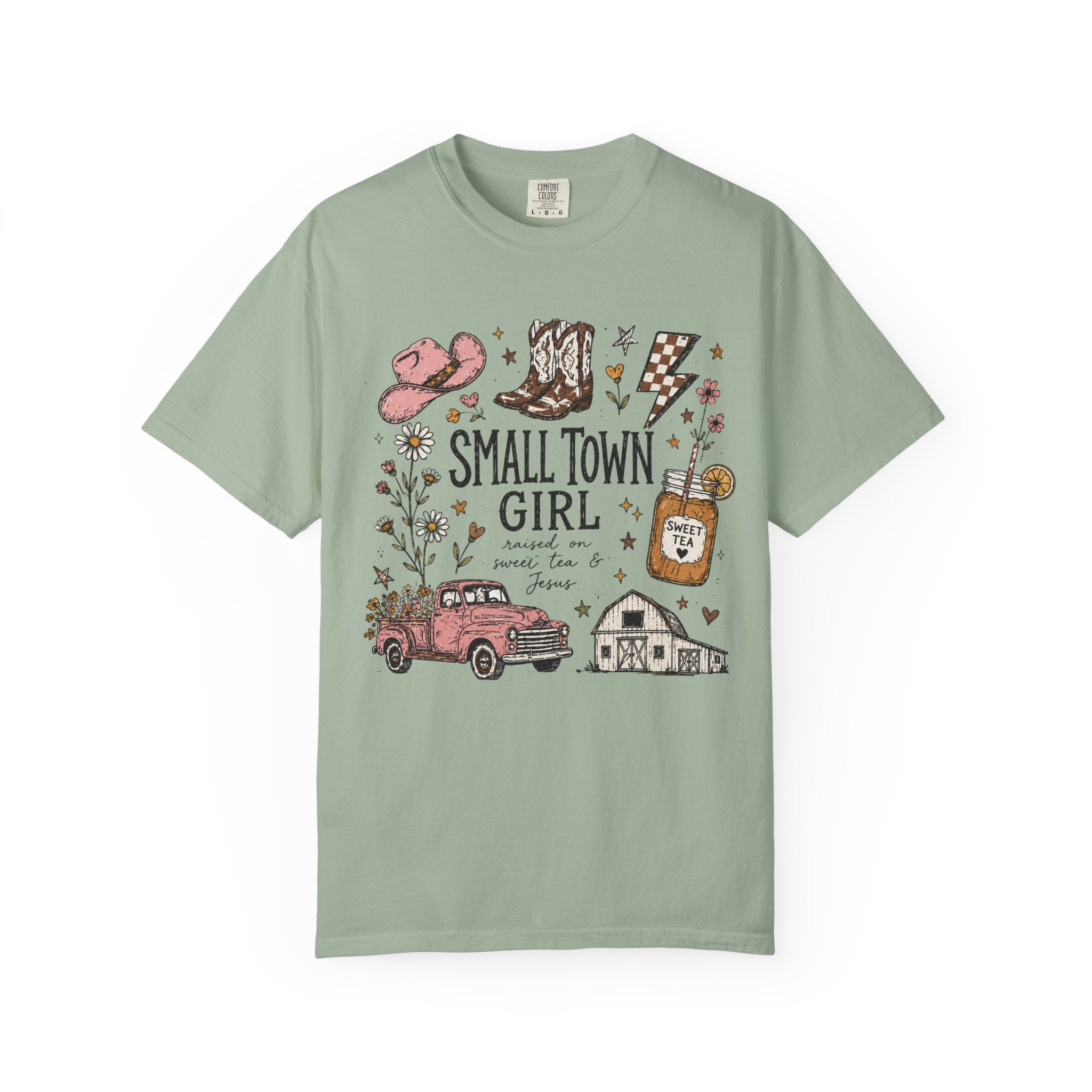 Small town girl , Jesus and sweet tea girl, comfort colors tee