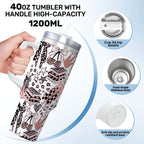 Travel Coffee Mug with Handle and Straw (40oz) BowsBooksCoffeeCheetah