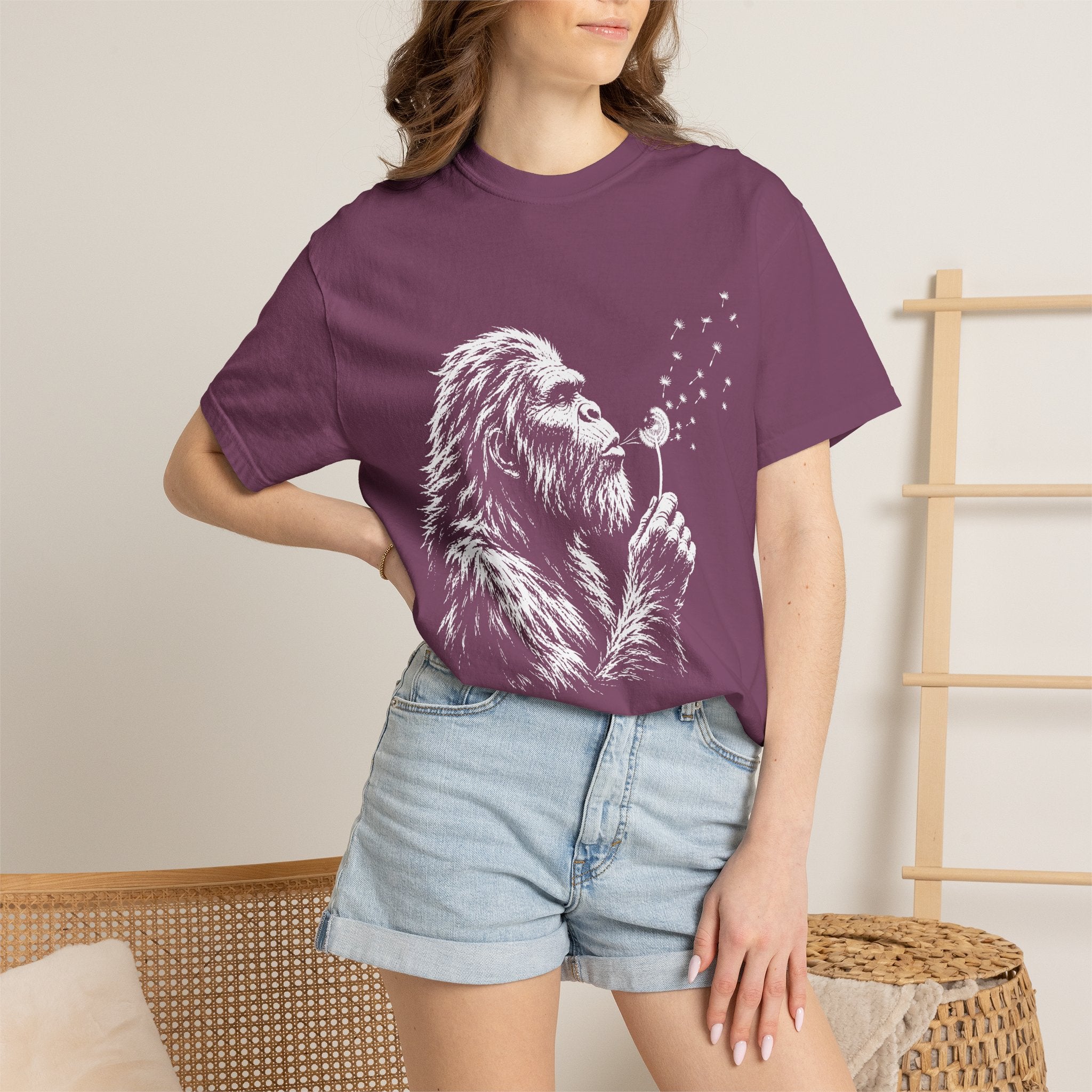 Bigfoot Dandelion T-Shirt — Whimsical Sasquatch Graphic Tee
