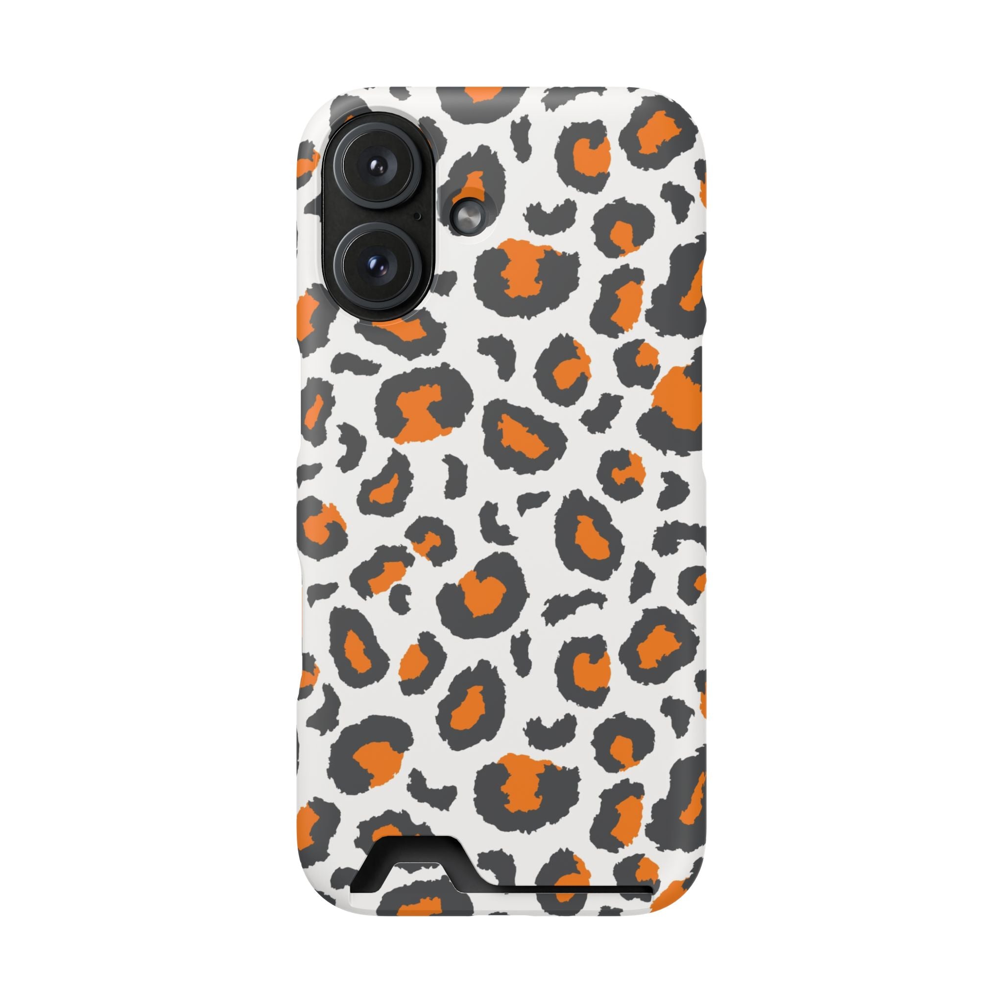 Orange white and grey cheetah print Phone Case With Card Holder, Tennessee Vols colors phone case