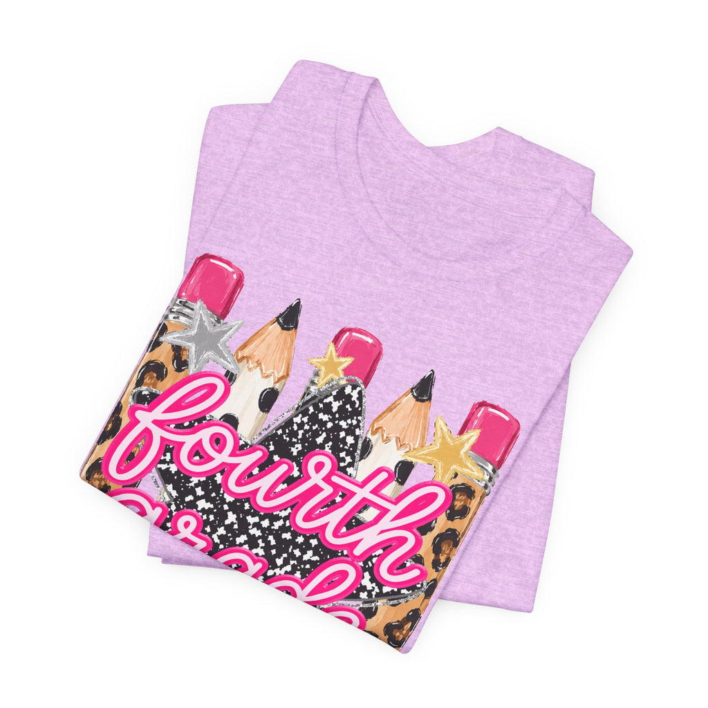 Fourth Grade Pencil Tee — Leopard & Glitter Back-to-School Shirt