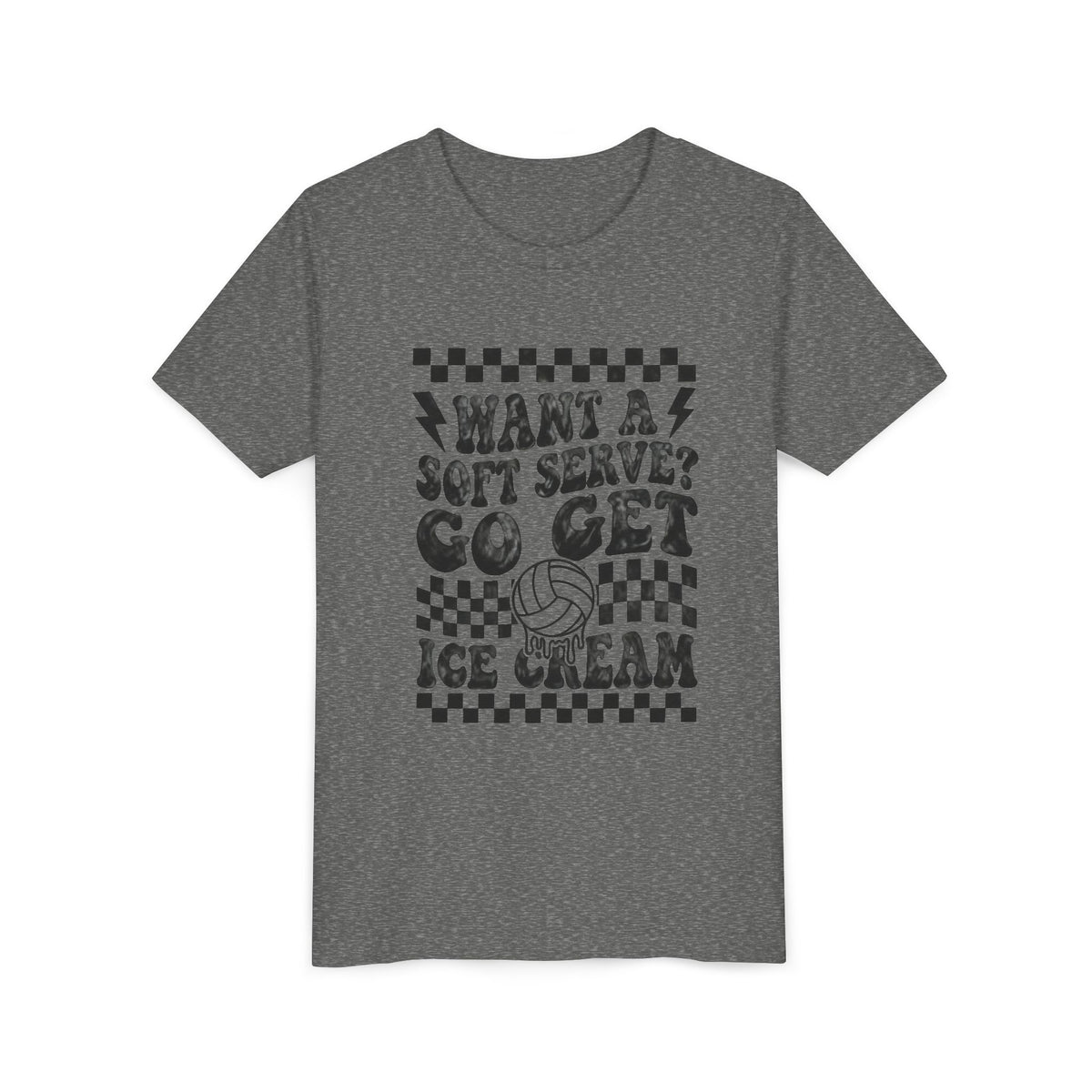 Youth Volleyball humor team tshirt, want a soft serve go get icecream tee