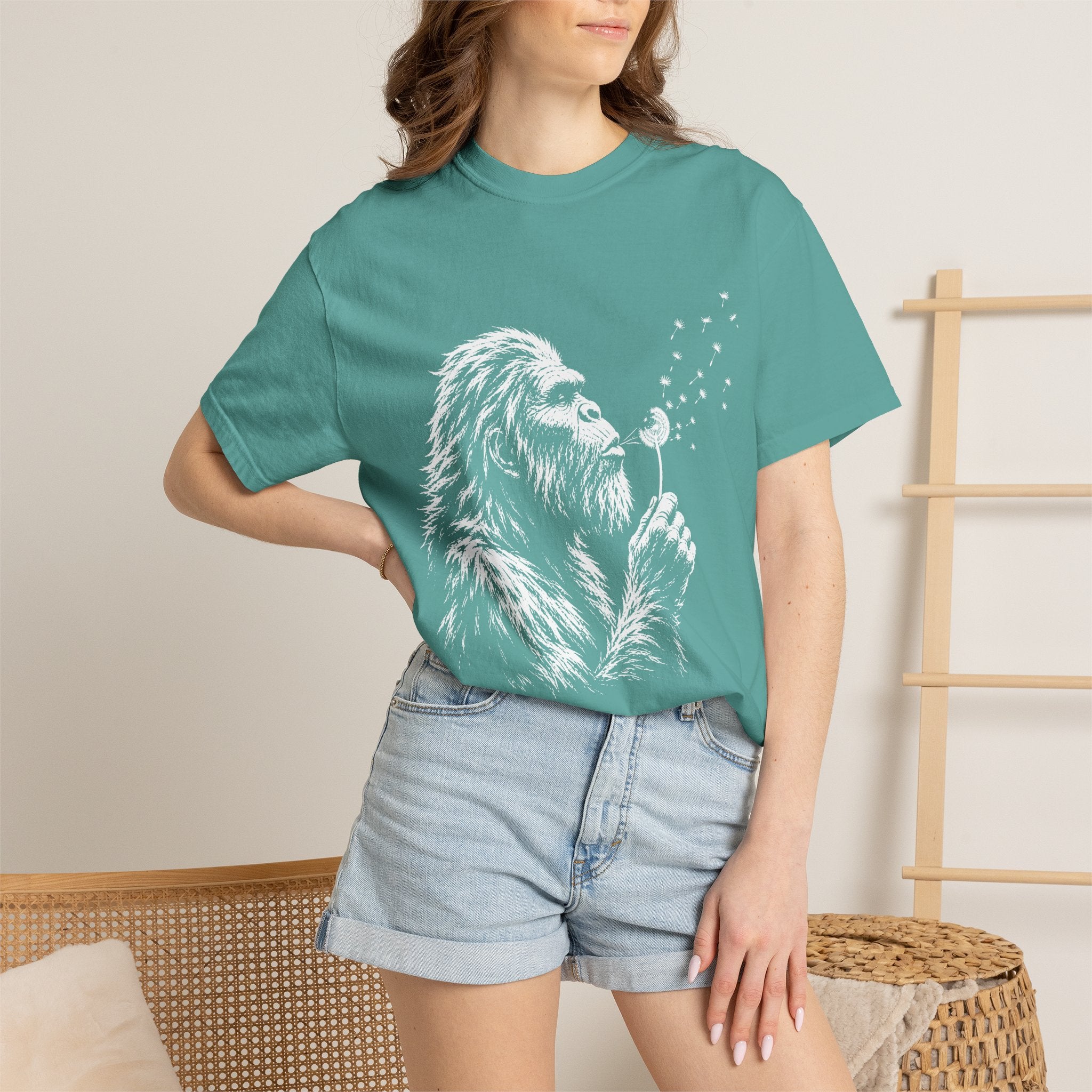 Bigfoot Dandelion T-Shirt — Whimsical Sasquatch Graphic Tee