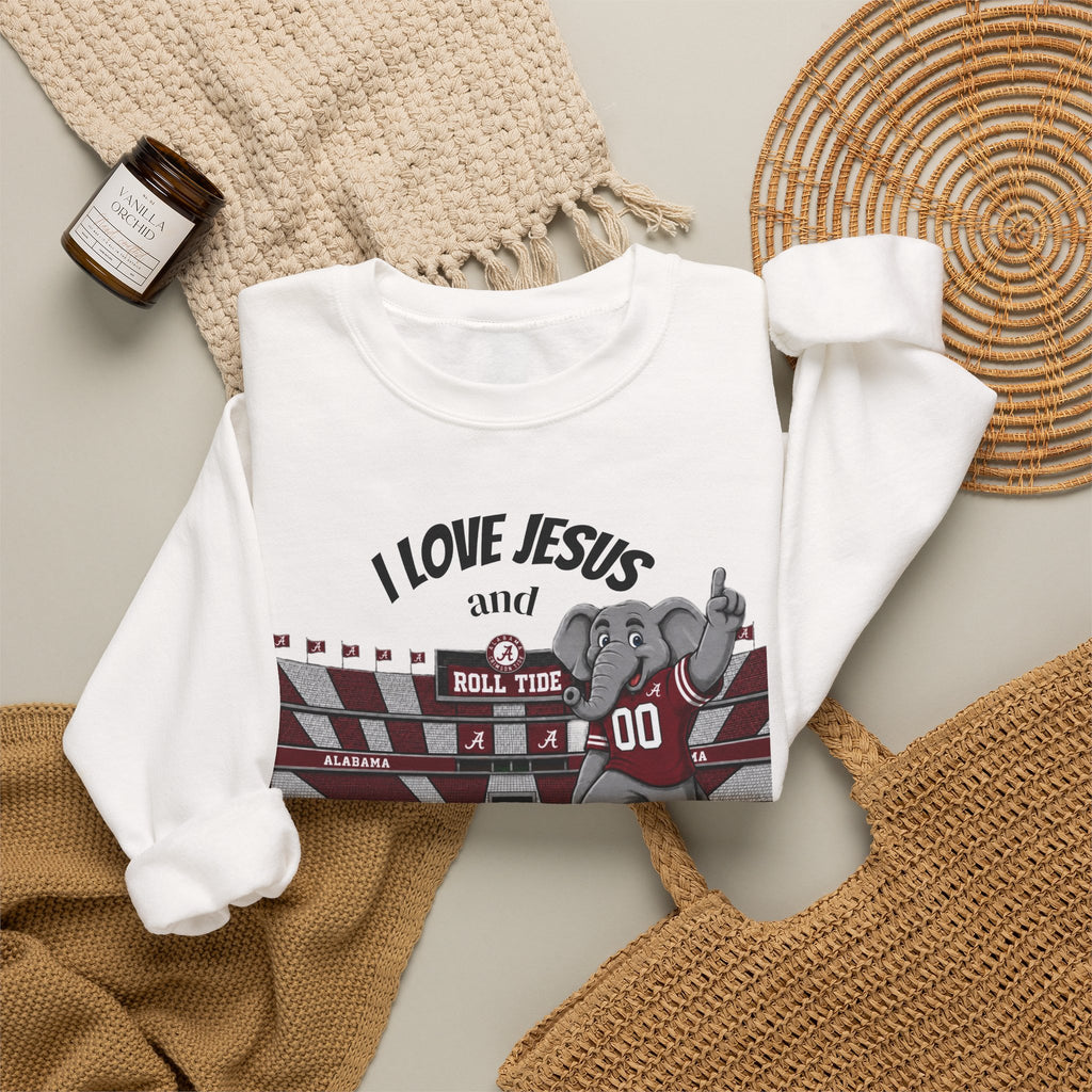 Gildan Alabama and Jesus sweatshirt , roll tide gifts for women