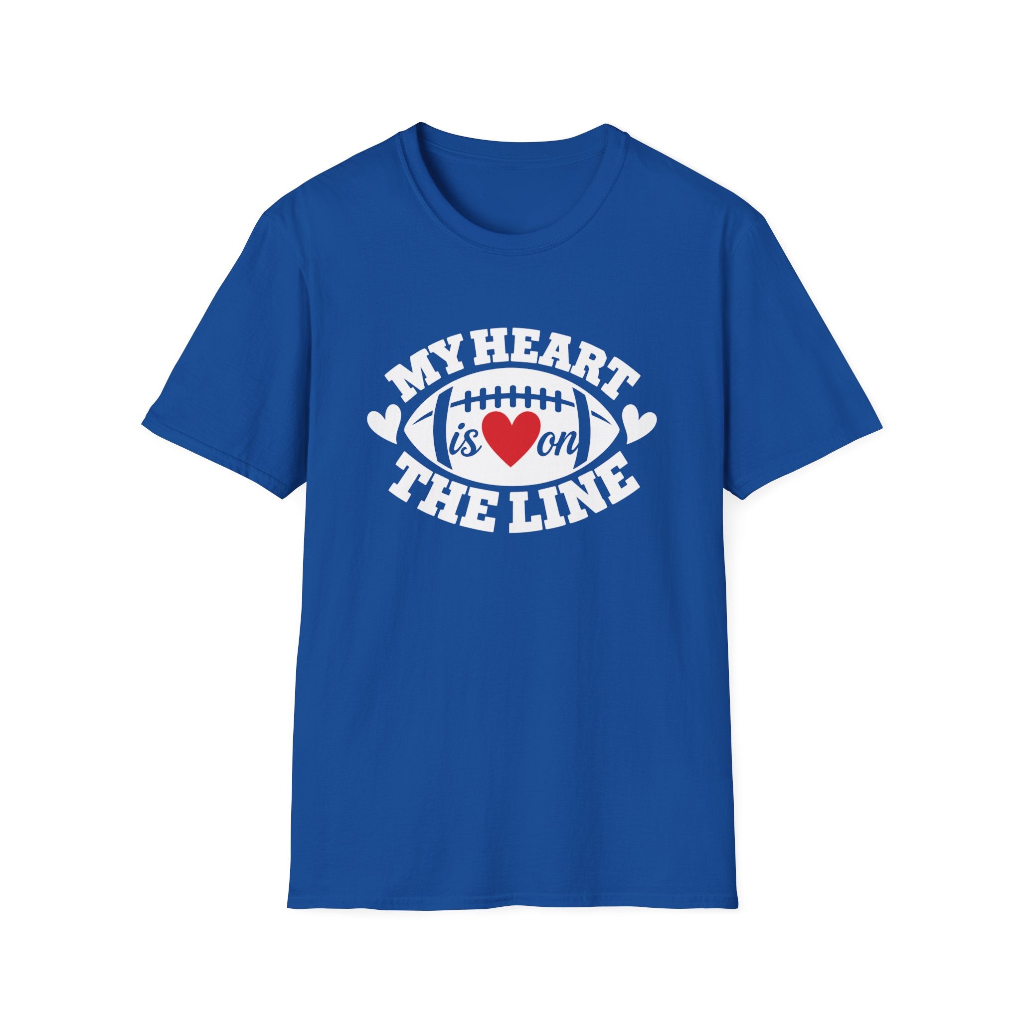 My Heart Is On The Line Football T-Shirt — Heart & Football Fan Tee