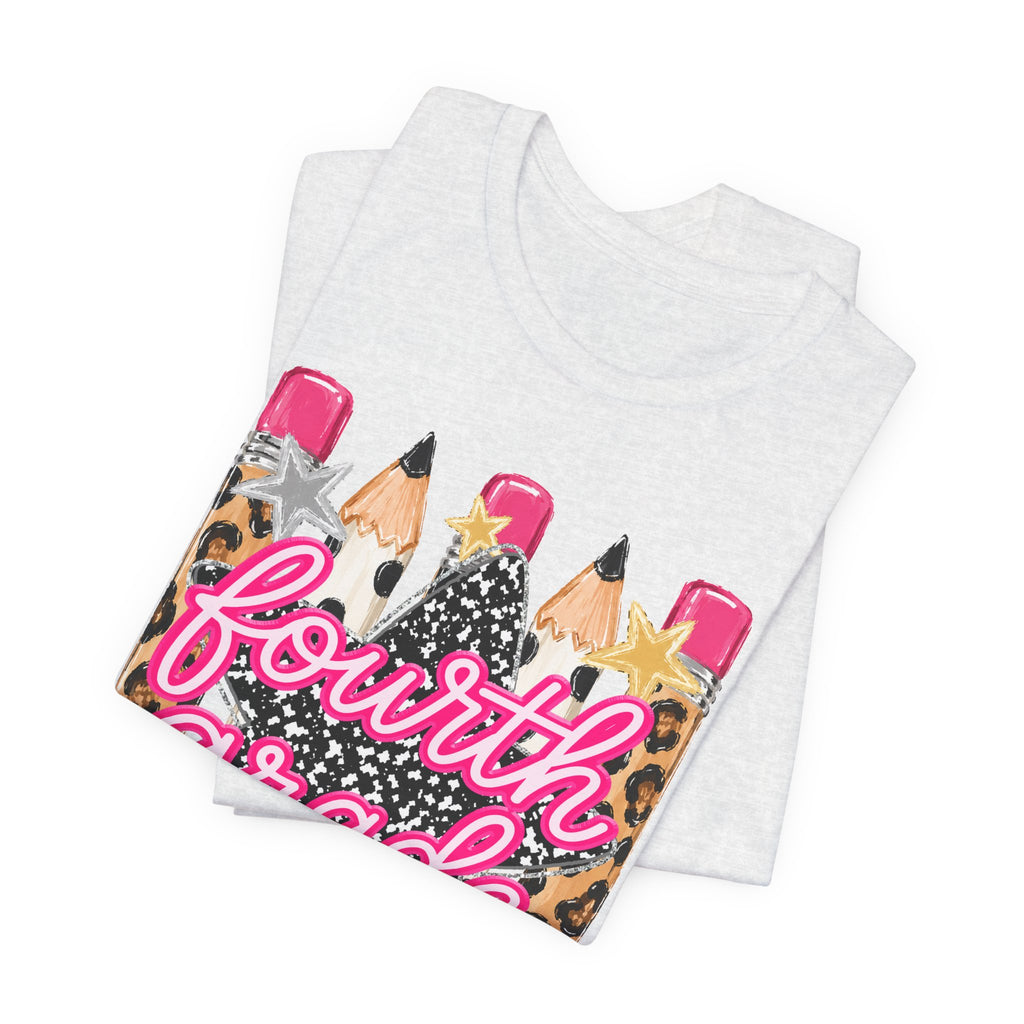 Fourth Grade Pencil Tee — Leopard & Glitter Back-to-School Shirt