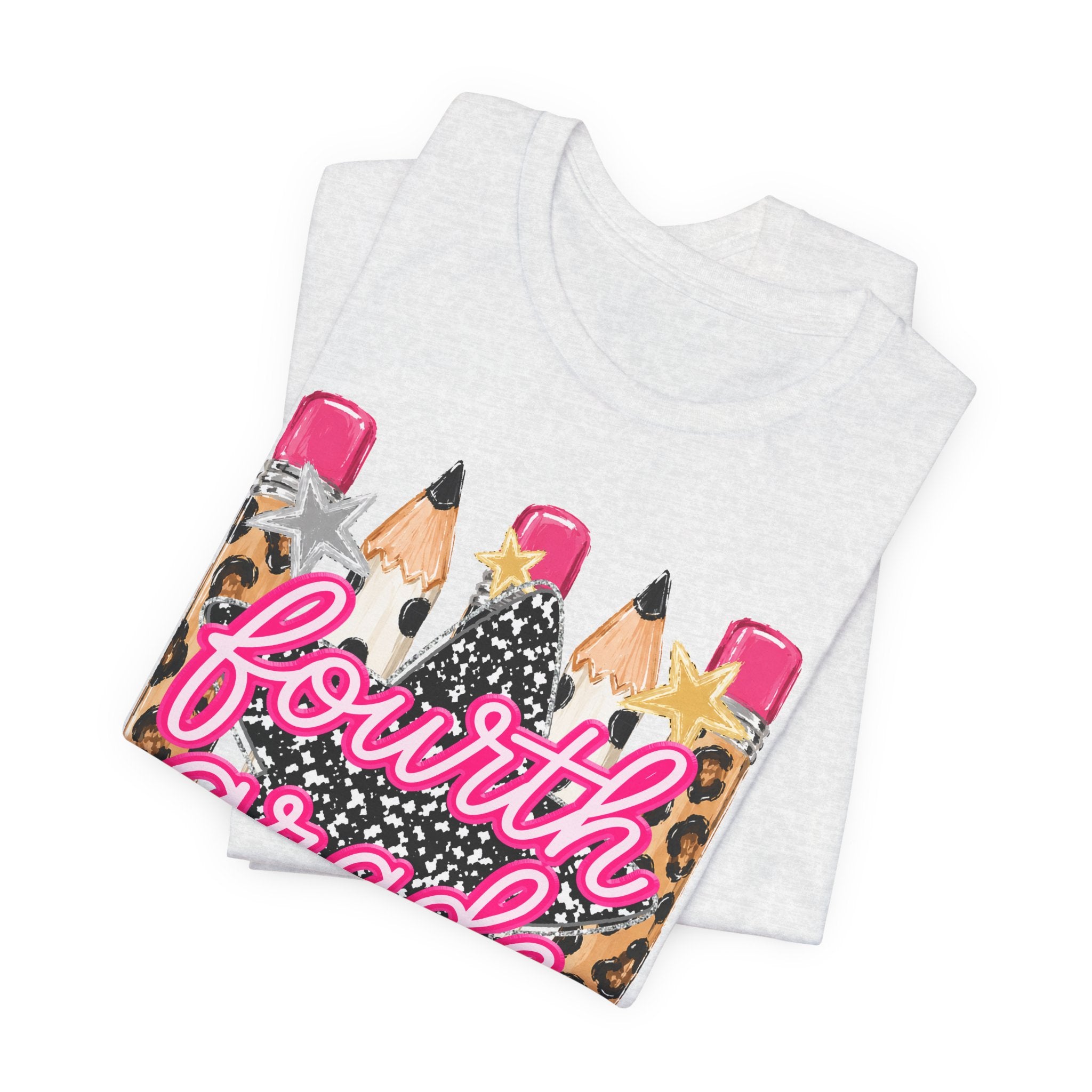 Fourth Grade Pencil Tee — Leopard & Glitter Back-to-School Shirt