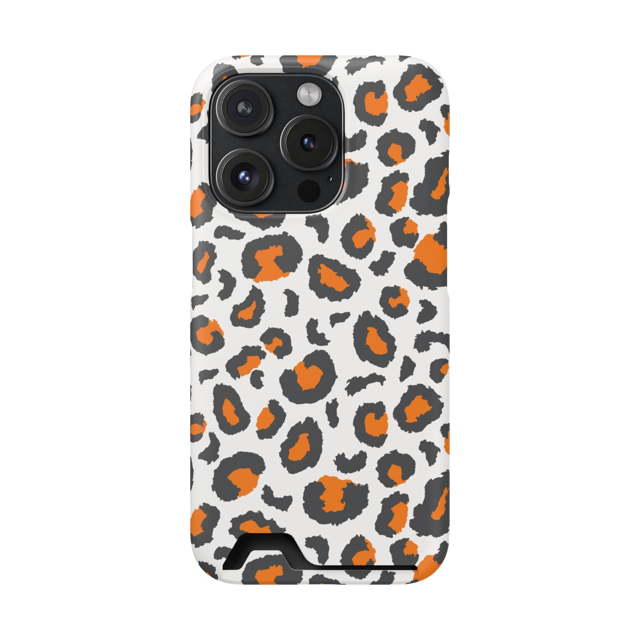 Orange white and grey cheetah print Phone Case With Card Holder, Tennessee Vols colors phone case