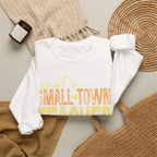 Small‑Town Teacher Sweatshirt | Cozy Crewneck for Educators | Distressed Yellow & Orange Lettering