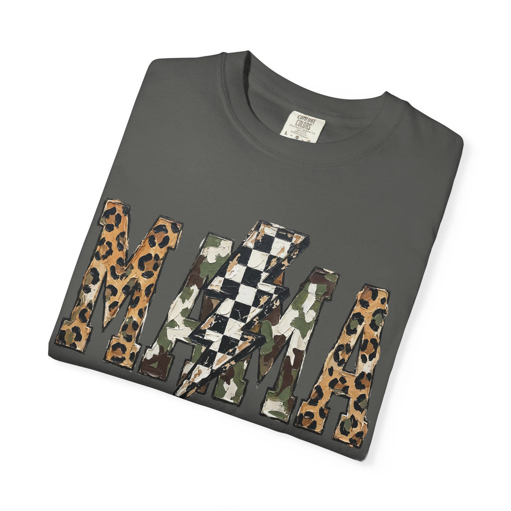 MAMA Lightning Bolt Leopard Check T-Shirt | Mama Tee