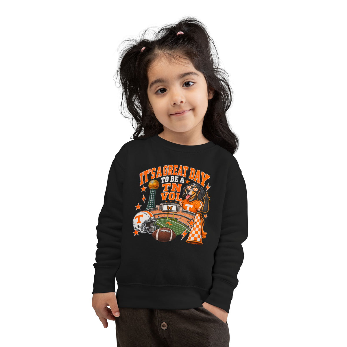 Toddler Sweatshirt - "It's a Great Day to Be a Vol" Football Stadium Mascot Design