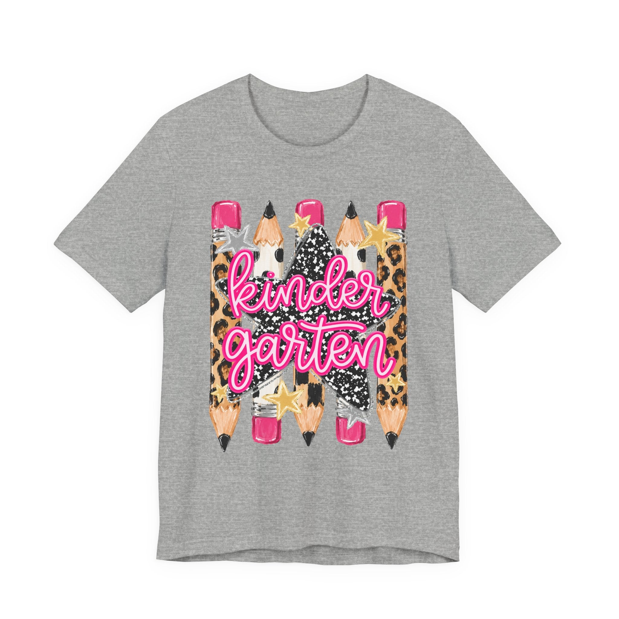 Kindergarten Pencils T-Shirt — Cute Leopard Print School Tee