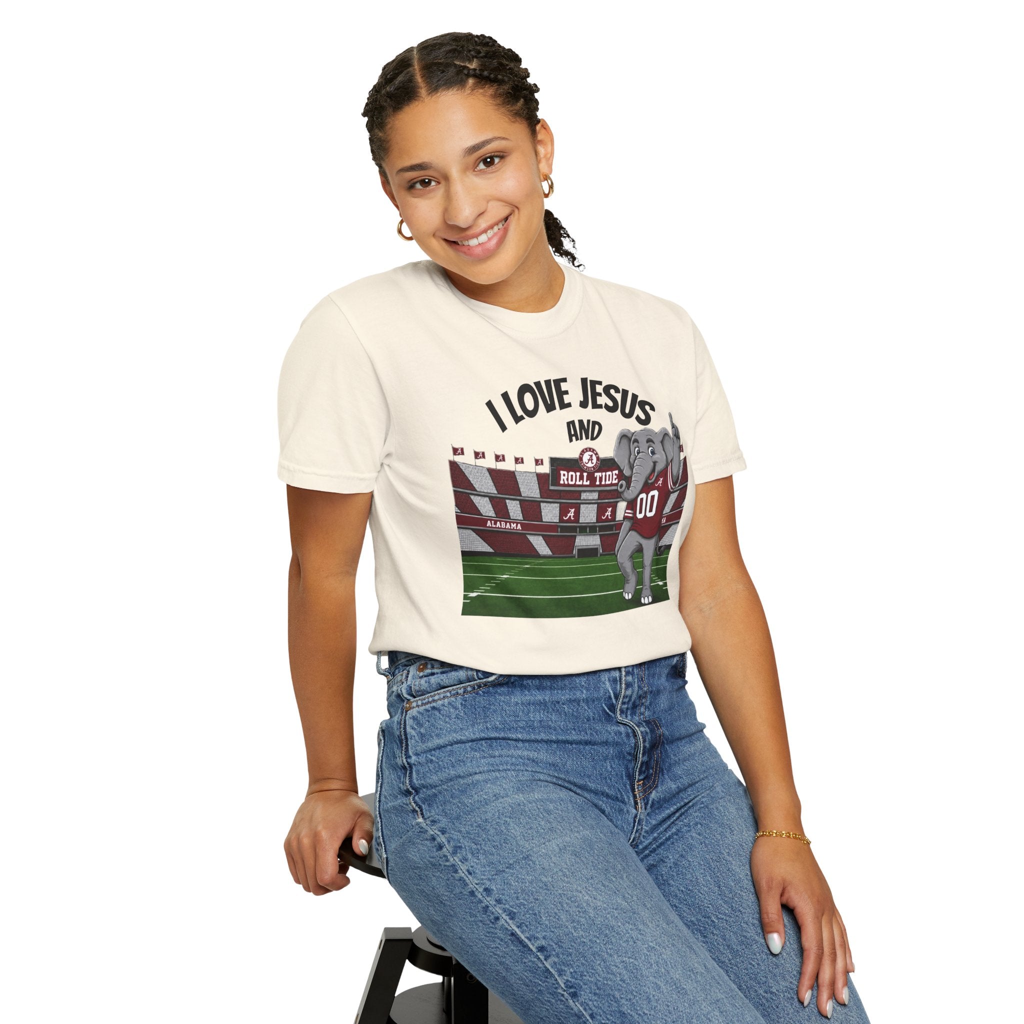 I Love Jesus and Roll Tide T-Shirt — Alabama Football Elephant Graphic Tee