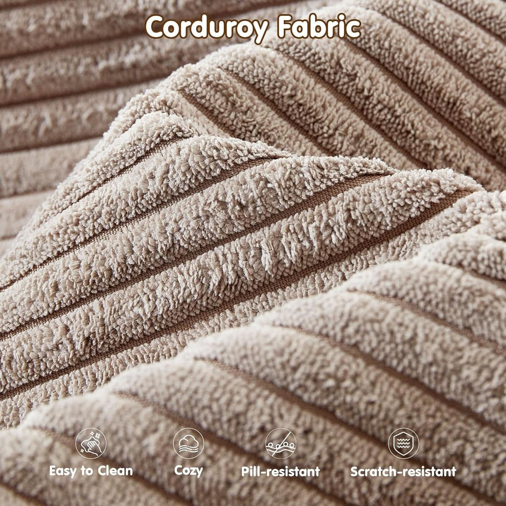 104 Inch Cloud Sectional Couch With L Shaped Chaise Modern Modular Sofa In Camel Corduroy Fabric