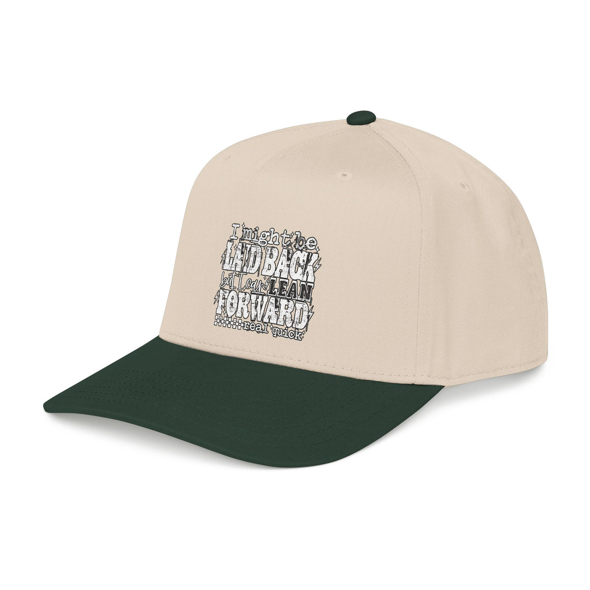 Mid Profile Baseball Cap — 'Lean Forward' Inspirational Script Cap