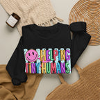 Crewneck Sweatshirt — Helping Tiny Humans Do Big Things,Colorful Teacher,Childcare Appreciation Pullover