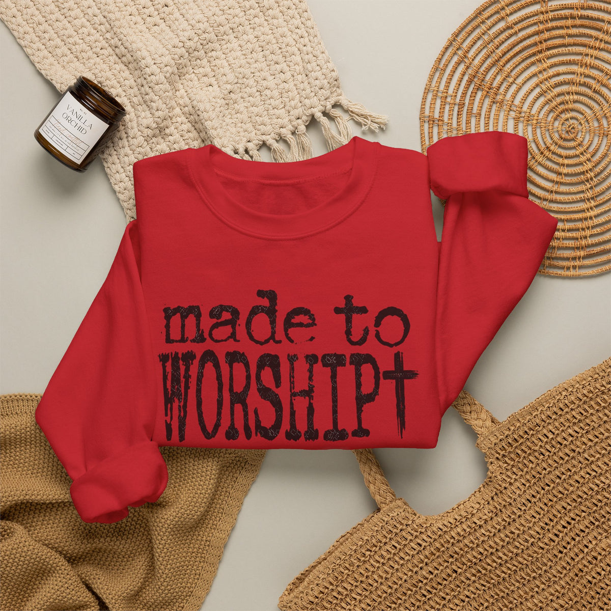 Made to Worship Christan Gildan Crewneck Sweatshirt