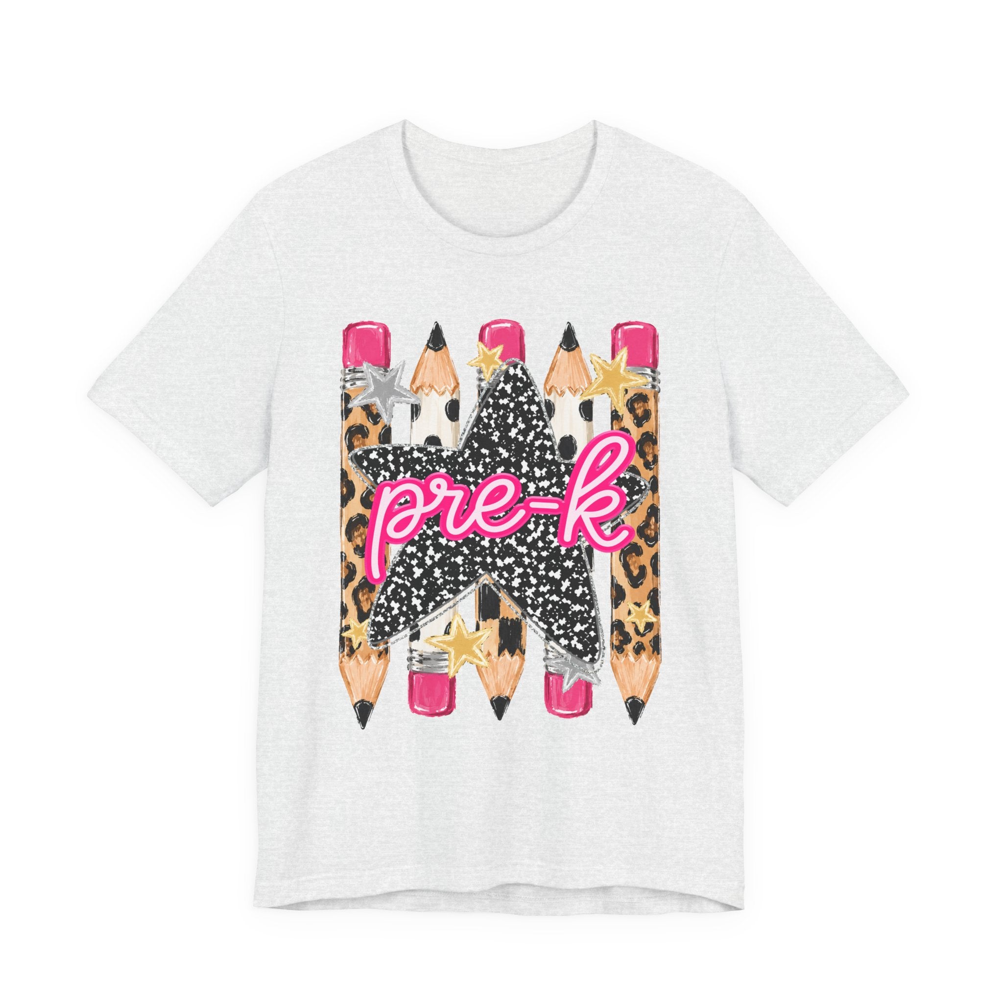 Pre-K Star Pencil T-Shirt — Cute Leopard School Teacher Tee