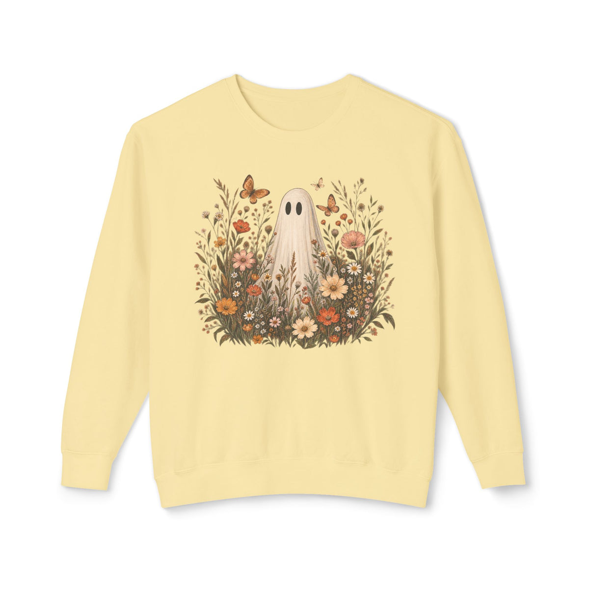 Ghost in wildflowers Comfort Colors Unisex Lightweight Crewneck Sweatshirt