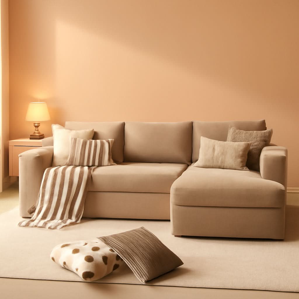 104 Inch Cloud Sectional Couch With L Shaped Chaise Modern Modular Sofa In Camel Corduroy Fabric