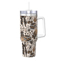 Travel Coffee Mug with Handle and Straw (40oz) BowsBooksCoffeeCheetah
