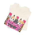 Second Grade Pencil Leopard Print T-Shirt — Back to School Teacher & Student Tee