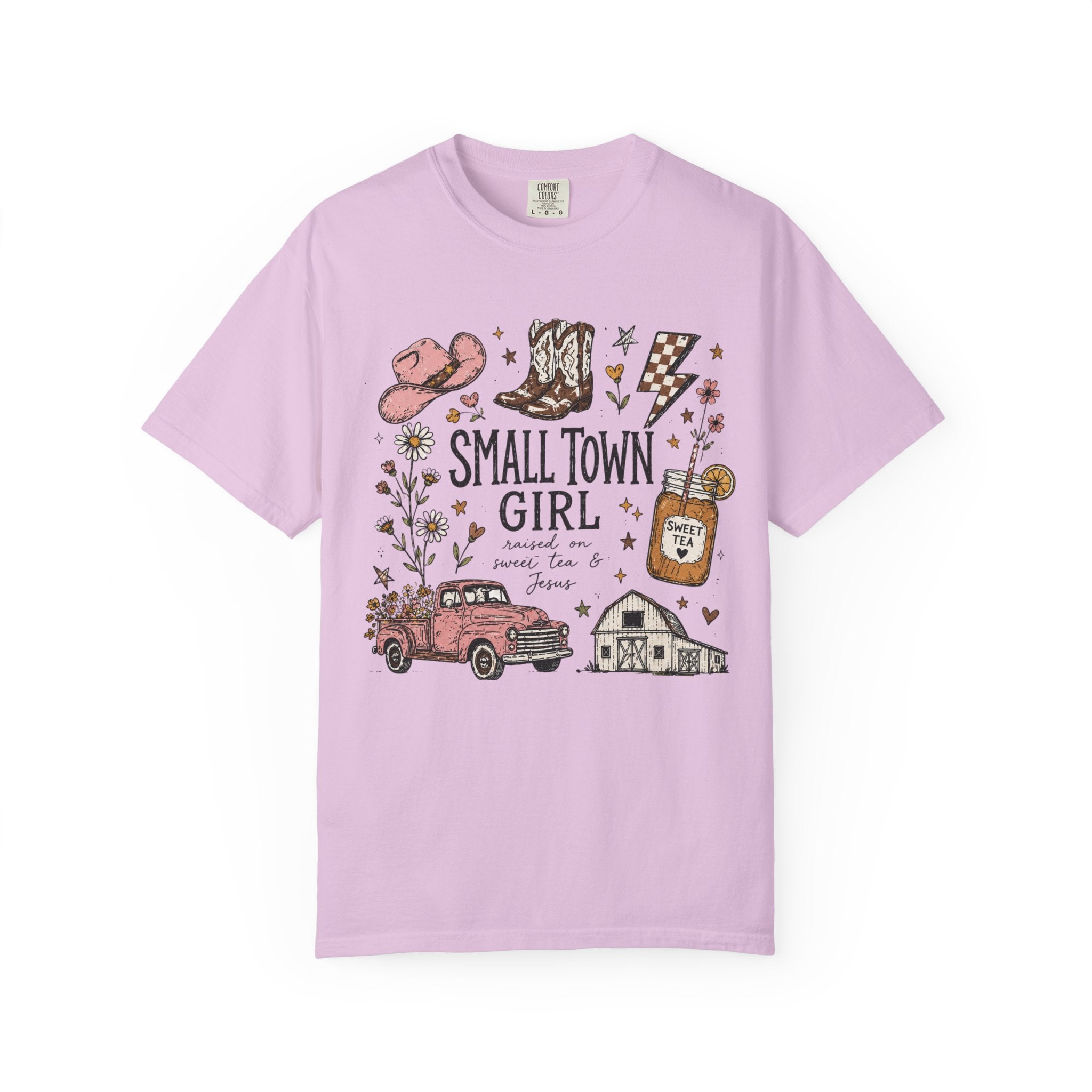 Small town girl , Jesus and sweet tea girl, comfort colors tee