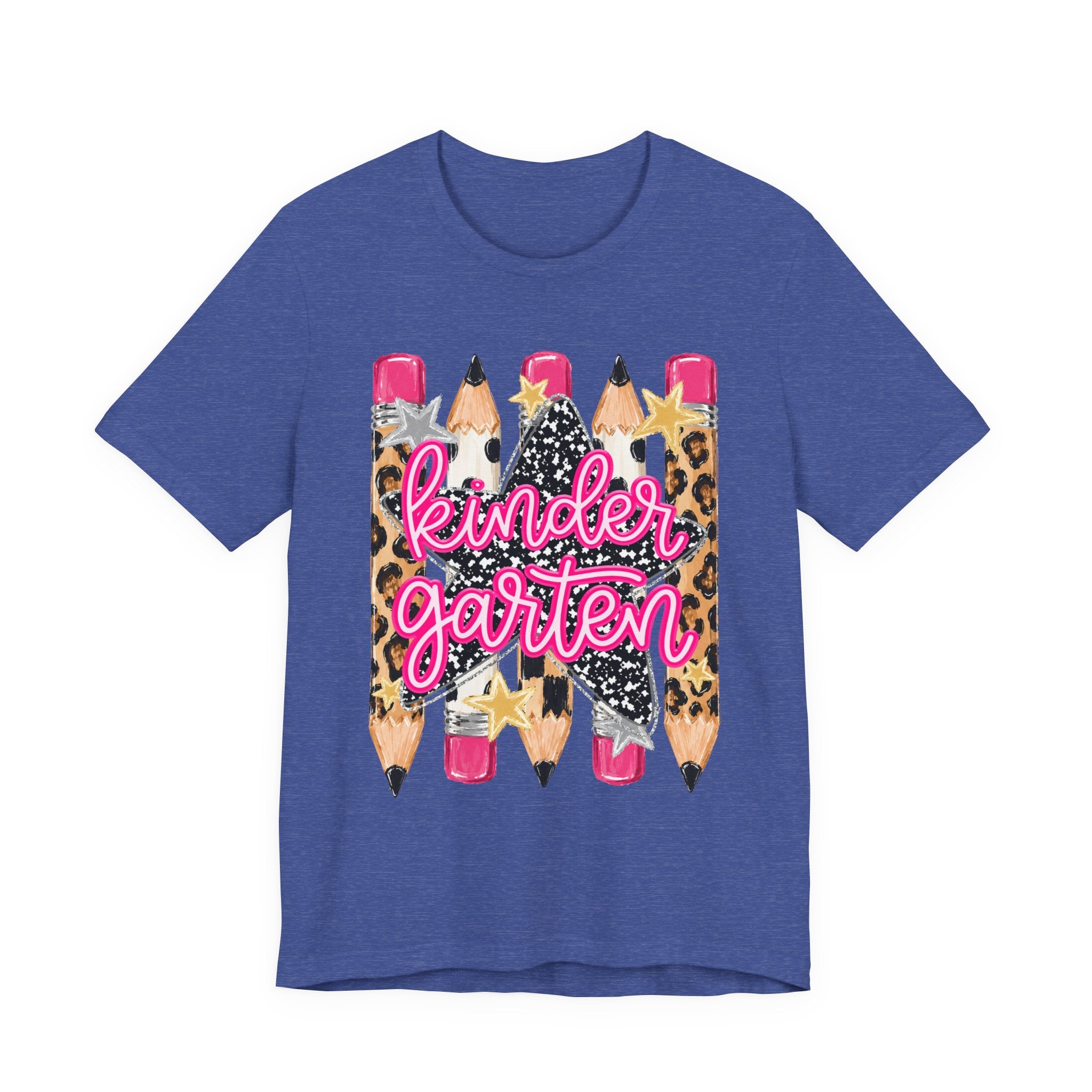 Kindergarten Pencils T-Shirt — Cute Leopard Print School Tee