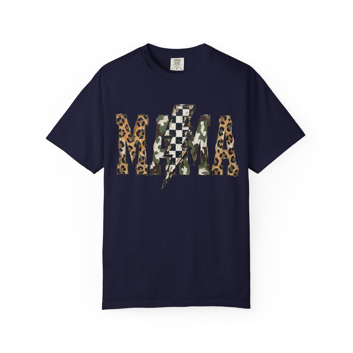 MAMA Lightning Bolt Leopard Check T-Shirt | Mama Tee
