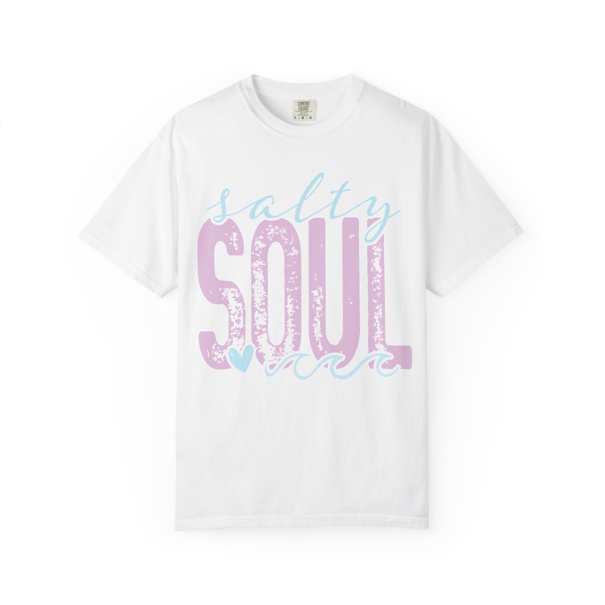 Salty Soul T-shirt | beachy seaside design, script & distressed letters