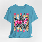 Pre-K Star Pencil T-Shirt — Cute Leopard School Teacher Tee