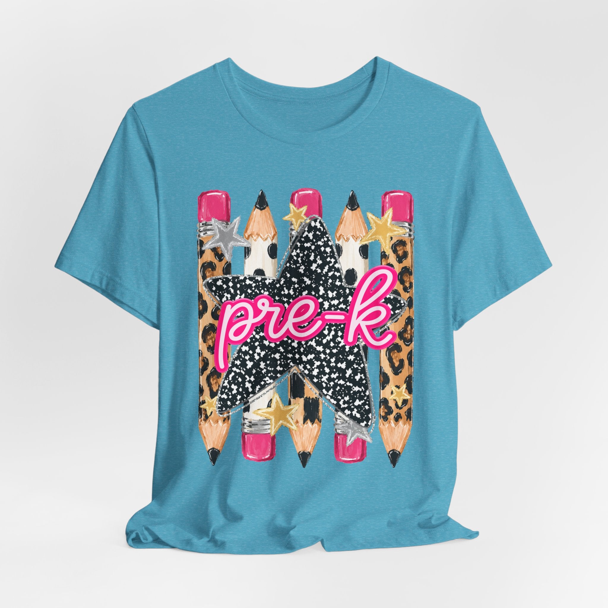 Pre-K Star Pencil T-Shirt — Cute Leopard School Teacher Tee