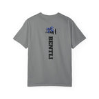 Mom Cheer support T-Shirt — "MOM" with Blue bow & Personalized Back Print