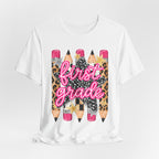 First Grade Pencils Leopard Print Kids Tee