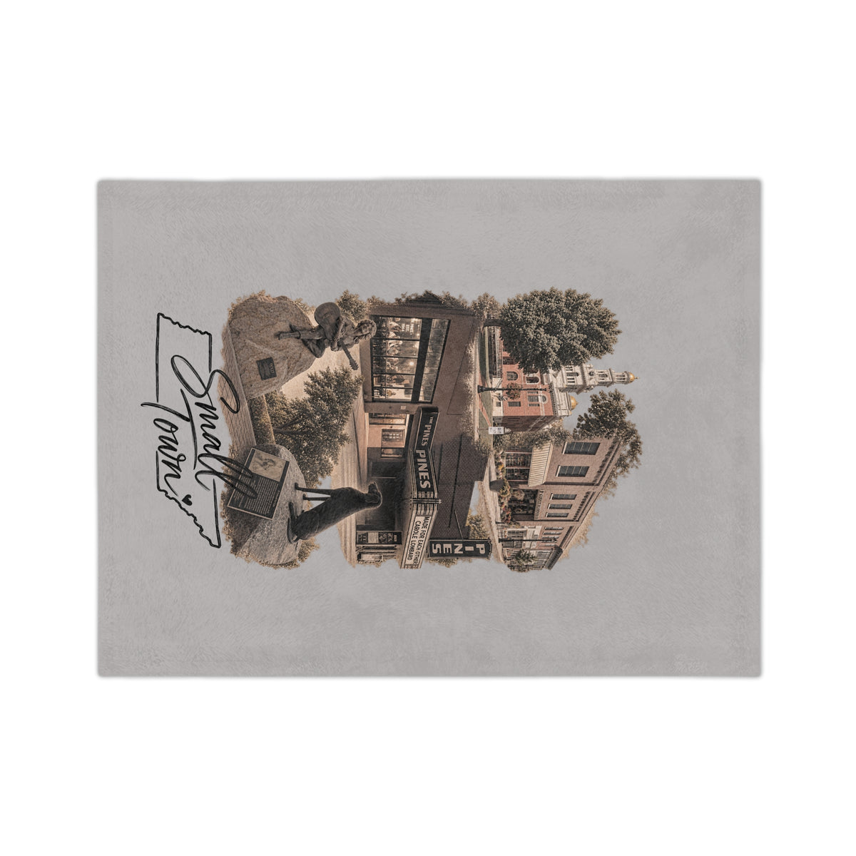 Small Town Dolly Sevierville TN Velveteen Microfiber Blanket | Townscape nostalgia throw