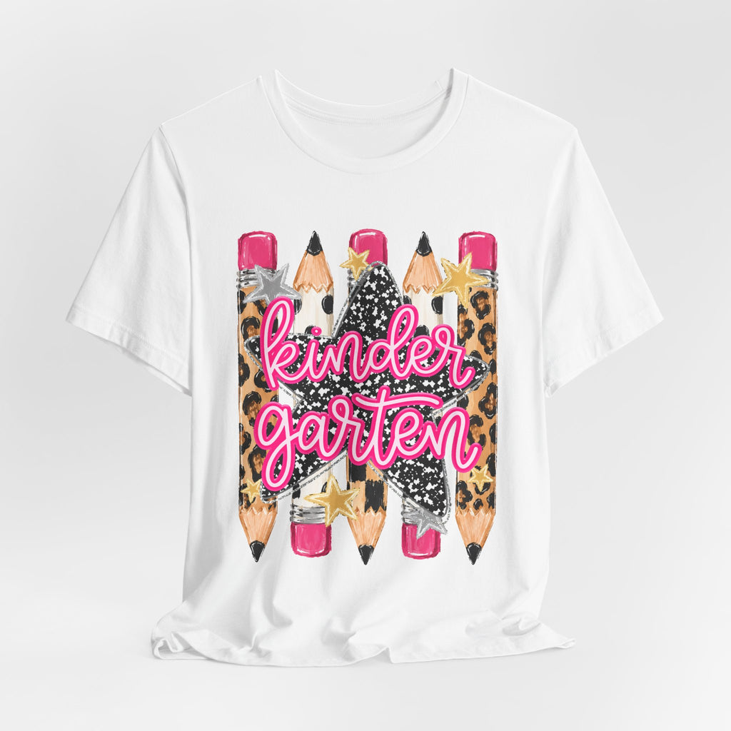 Kindergarten Pencils T-Shirt — Cute Leopard Print School Tee