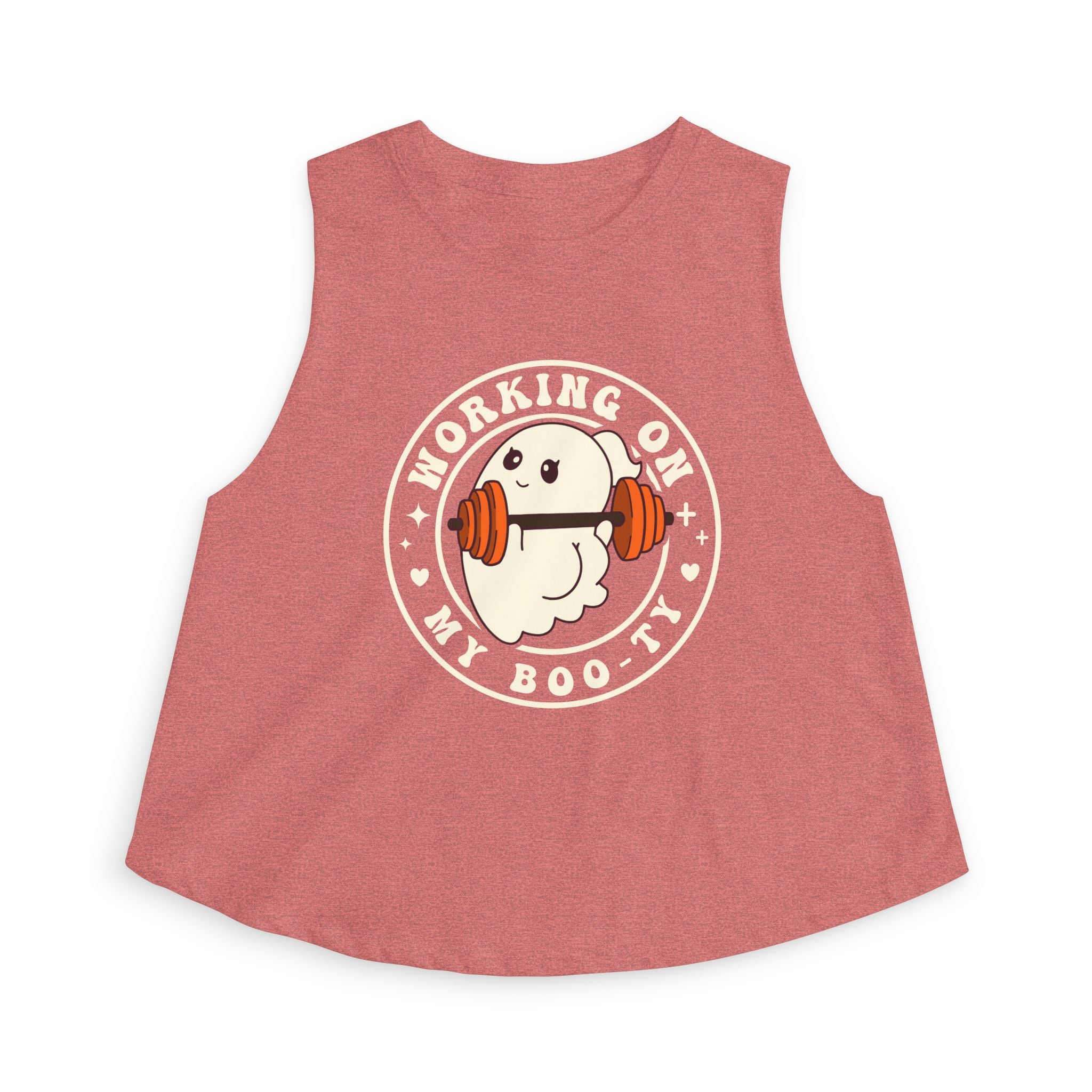 Crop Top — "Working On My Booty" Cute Ghost Weightlifting Fitness Tank
