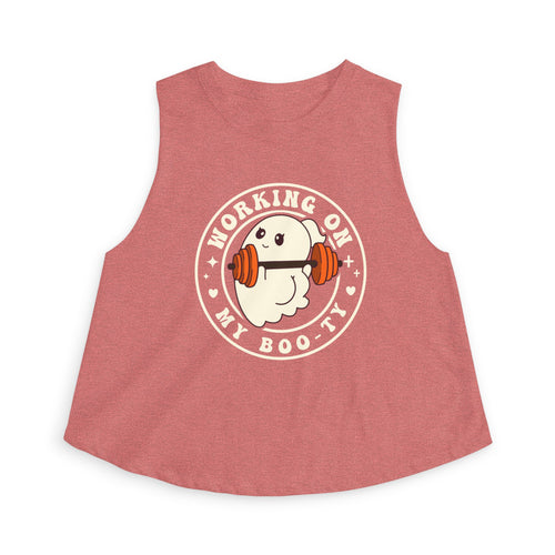 Crop Top — "Working On My Booty" Cute Ghost Weightlifting Fitness Tank