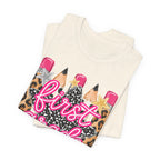 First Grade Pencils Leopard Print Kids Tee